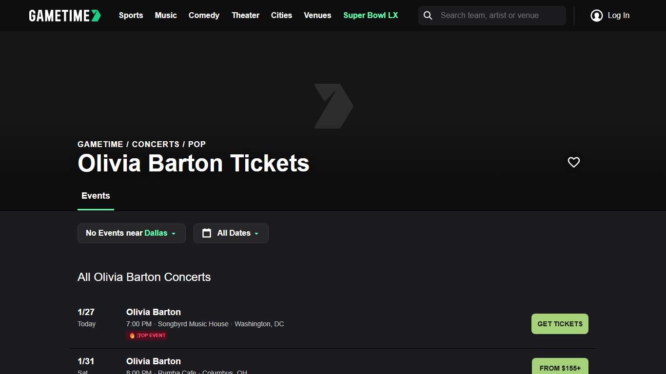 Olivia Barton Concert Tickets Olivia Barton 2026 Tour Gametime